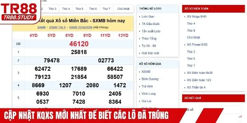 Cập Nhật KQXS Mới Nhất - Theo Dõi Nhanh Kết Quả Xổ Số TR88
